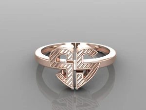 26 alphabet rings heart style 3dm stl and render 3d collection 3d print model 3D Model