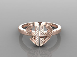 26 alphabet rings heart style 3dm stl and render 3d collection 3d print model 3D Model