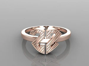 26 alphabet rings heart style 3dm stl and render 3d collection 3d print model 3D Model