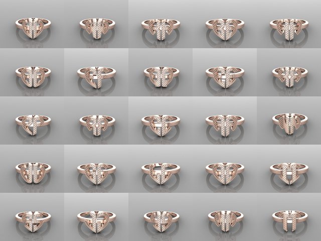 26 alphabet rings heart style 3dm stl and render 3d collection 3d print model 3D Model .c4d .max .obj .3ds .fbx .stl .blend 
