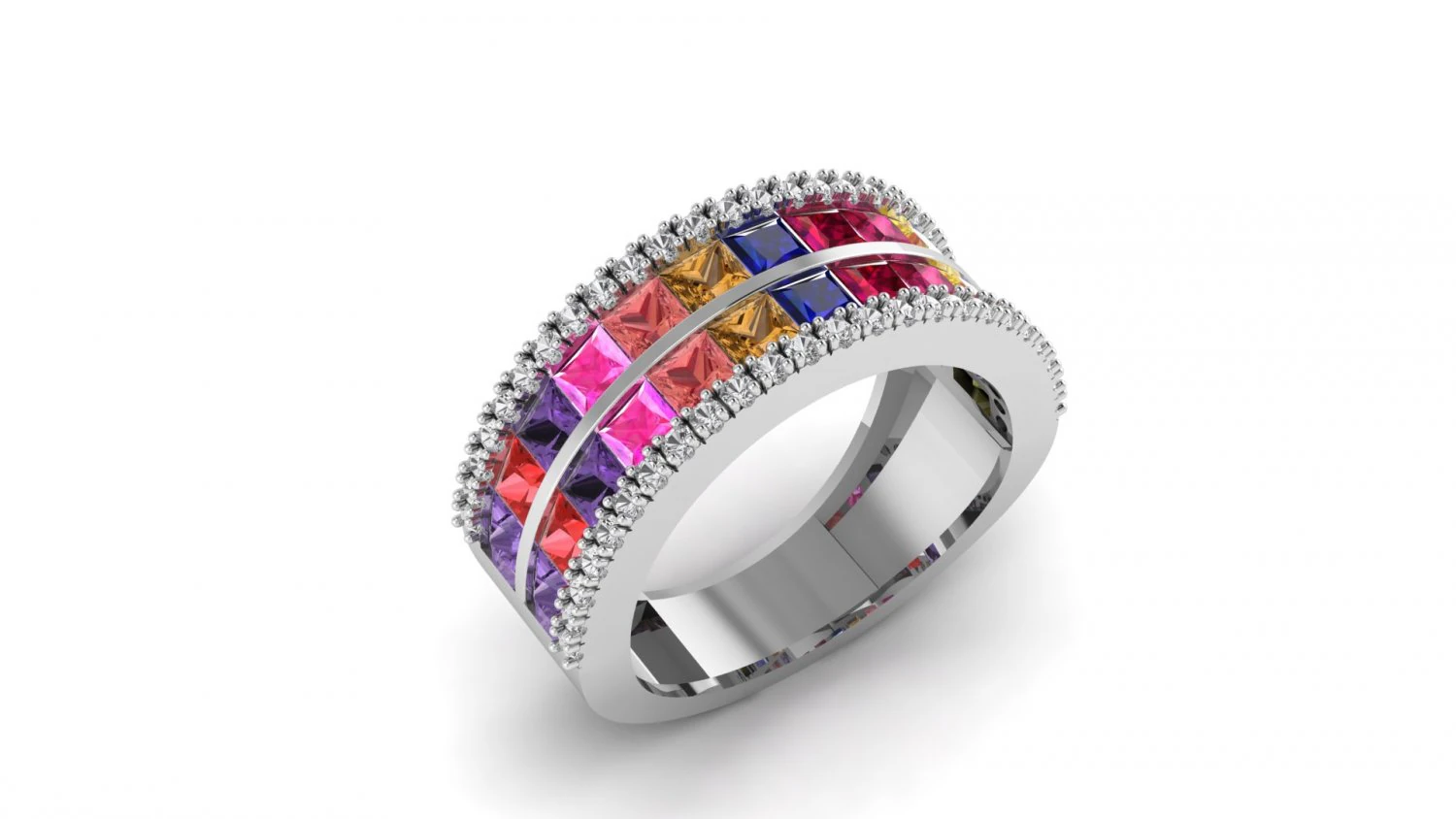 princess cut ring 3D Model .c4d .max .obj .3ds .fbx .stl .blend
