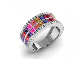 プリンセスカットリング 3Dモデル