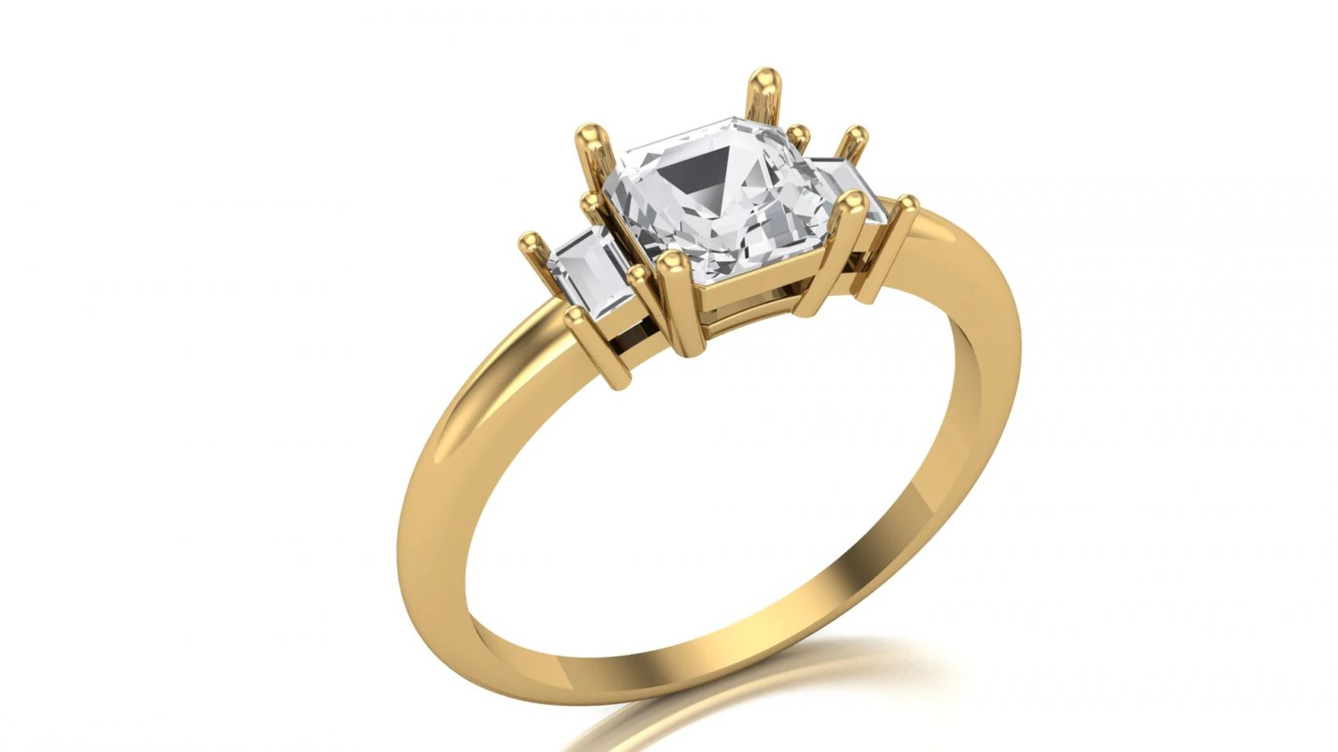 Baguette Ring 3D Model .c4d .max .obj .3ds .fbx .stl .blend 