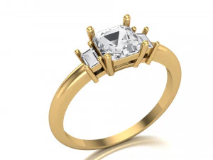 Anello Baguette Modello 3D