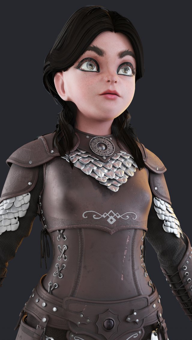 warrior girl 3D Model .c4d .max .obj .3ds .fbx .stl .blend