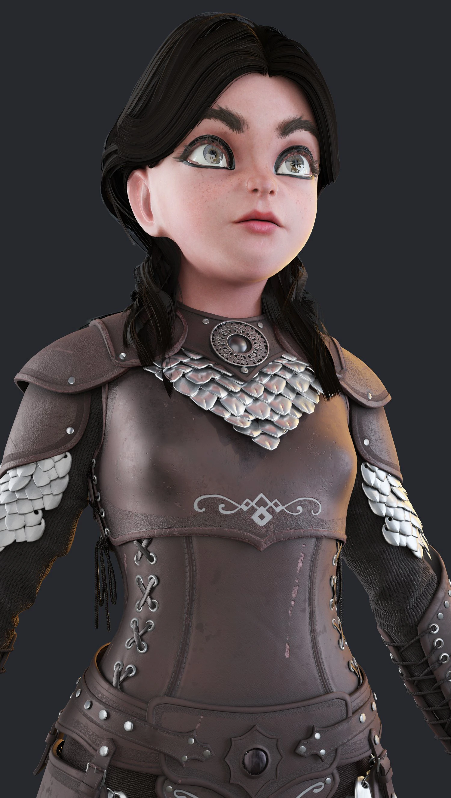 warrior girl 3D Model .c4d .max .obj .3ds .fbx .stl .blend 