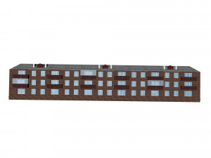 brick 3-storey apartment building 3D-Modell