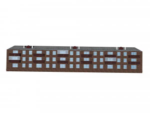 brick 3-storey apartment building 3D Model
