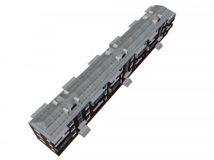 brick 3-storey apartment building 3D Model