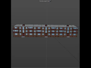 brick 3-storey apartment building 3D Model