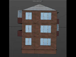brick 3-storey apartment building 3D Model