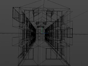 brick 3-storey apartment building 3D Model