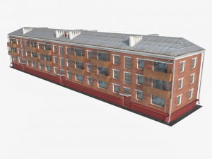 Brick 3-storey apartment building v2 3D Model