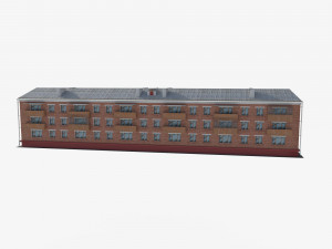 Brick 3-storey apartment building v2 3D मॉडल