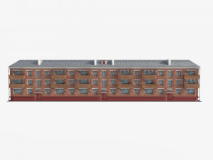 Brick 3-storey apartment building v2 3D मॉडल