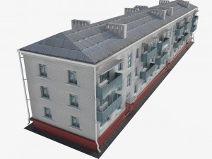 Brick 3-storey apartment building v3 3D Model