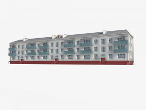 Brick 3-storey apartment building v3 3D 모델