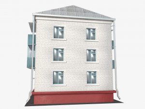Brick 3-storey apartment building v3 3D 모델