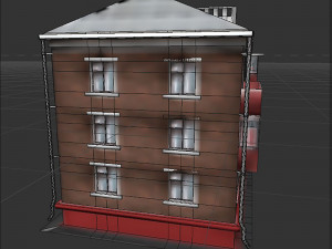 Brick 3-storey apartment building v3 3D 모델