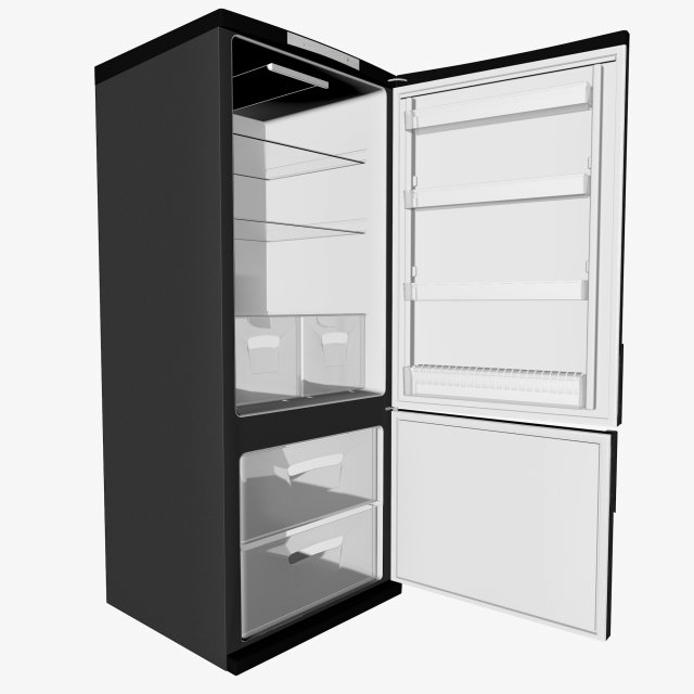 black fridge 3D 模型 .c4d .max .obj .3ds .fbx .stl .blend 