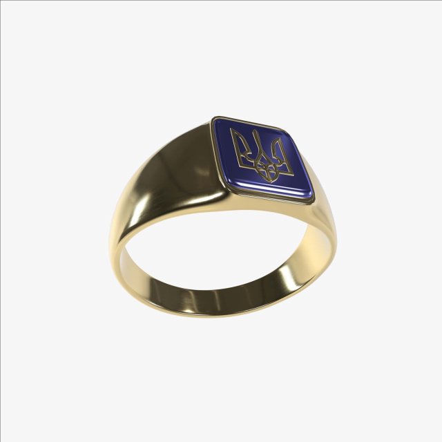 Ring with Ukrainian coat of arms 3Dプリントモデル .c4d .max .obj .3ds .fbx .stl .blend 