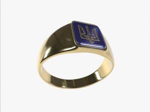 Ring with Ukrainian coat of arms 3D Print Model