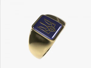 Ring with Ukrainian coat of arms 3D Print Model