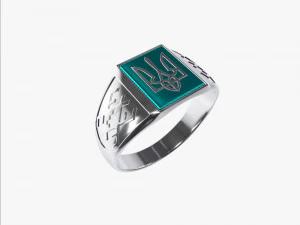 Bague avec armoiries ukrainiennes 2 Modèles 3D en vedette