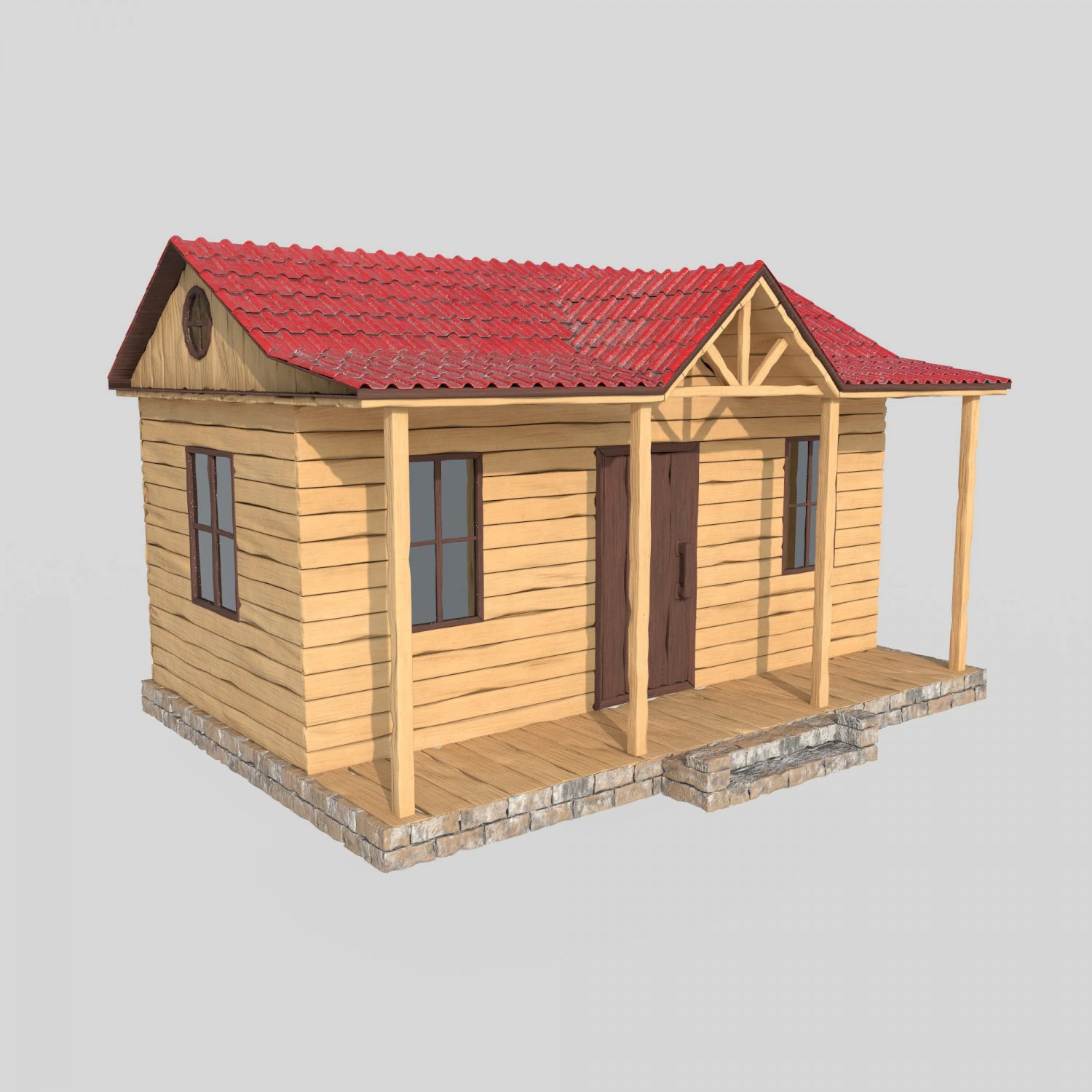 Wooden house 3D Model .c4d .max .obj .3ds .fbx .stl .blend