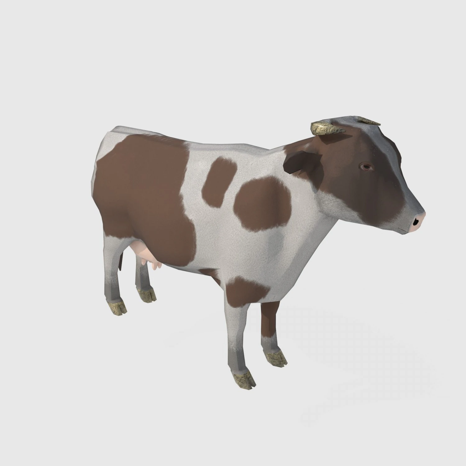 Brown and white cow 3D Model .c4d .max .obj .3ds .fbx .stl .blend 