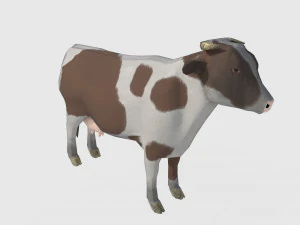 Brązowa i biała krowa Model 3D