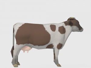 Brown and white cow 3D 模型