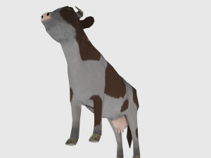 Brown and white cow 3D 模型