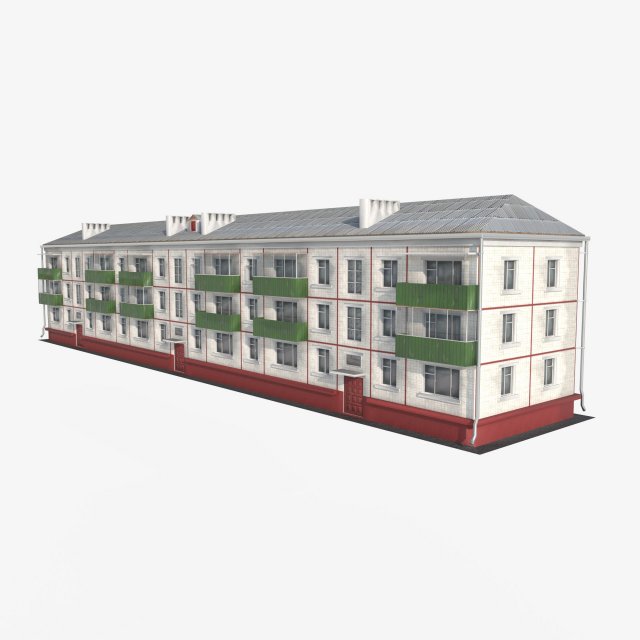 Residential building with tiles on the facade Model 3D .c4d .max .obj .3ds .fbx .stl .blend 