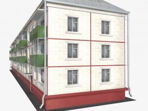 Residential building with tiles on the facade Model 3D