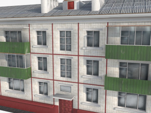 Residential building with tiles on the facade Model 3D