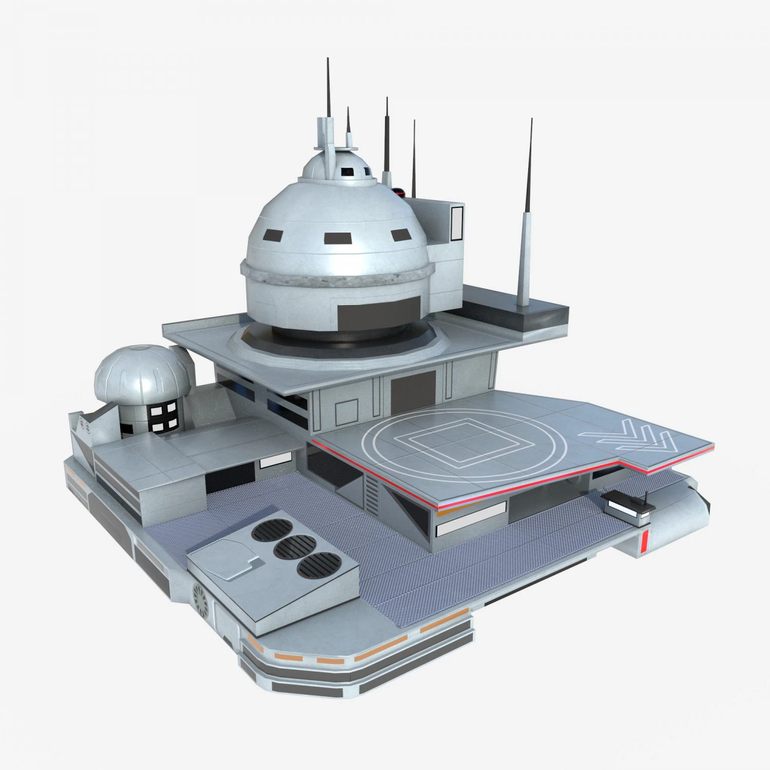 Futuristic spaceport 3D Model .c4d .max .obj .3ds .fbx .stl .blend