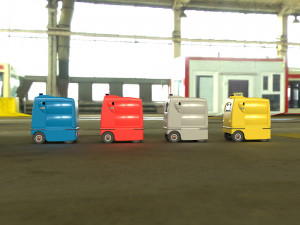 Japanese delivery robot Deliro with downward opening doors 3D Model