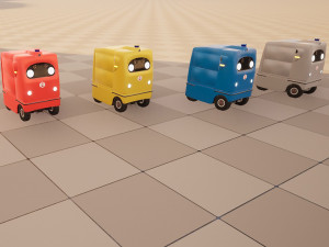 Japanese delivery robot Deliro with downward opening doors 3D Model