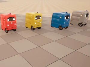 Japanese delivery robot Deliro with downward opening doors 3D Model