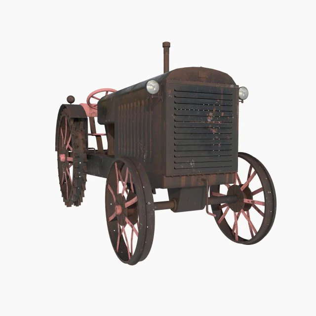 Oude roestige tractor 3D Model .c4d .max .obj .3ds .fbx .stl .blend 