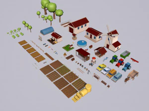 Farm asset collection Low-poly 3D Model