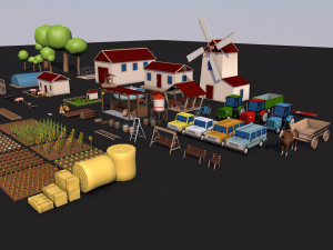 Farm asset collection Low-poly 3D Модель
