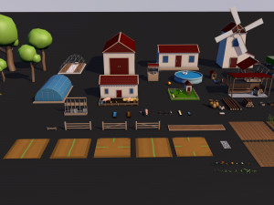 Farm asset collection Low-poly 3D Модель