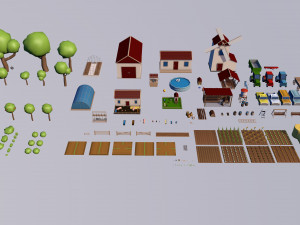 Farm asset collection Low-poly 3D Модель