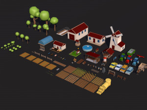 Farm asset collection Low-poly 3D Модель
