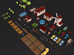 Farm asset collection Low-poly 3D Модель