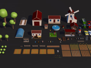 Farm asset collection Low-poly 3D Модель