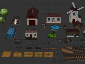 Farm asset collection Low-poly 3D Модель