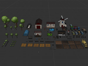 Farm asset collection Low-poly 3D Модель